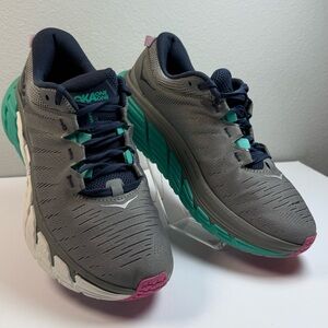 Hoka One One Gray and Teal Athletic Shoes - Size 10
